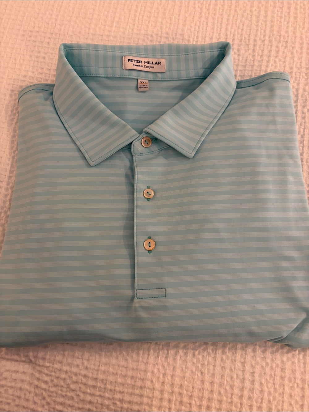 Peter Millar Mint Blue Striped Performance Polo